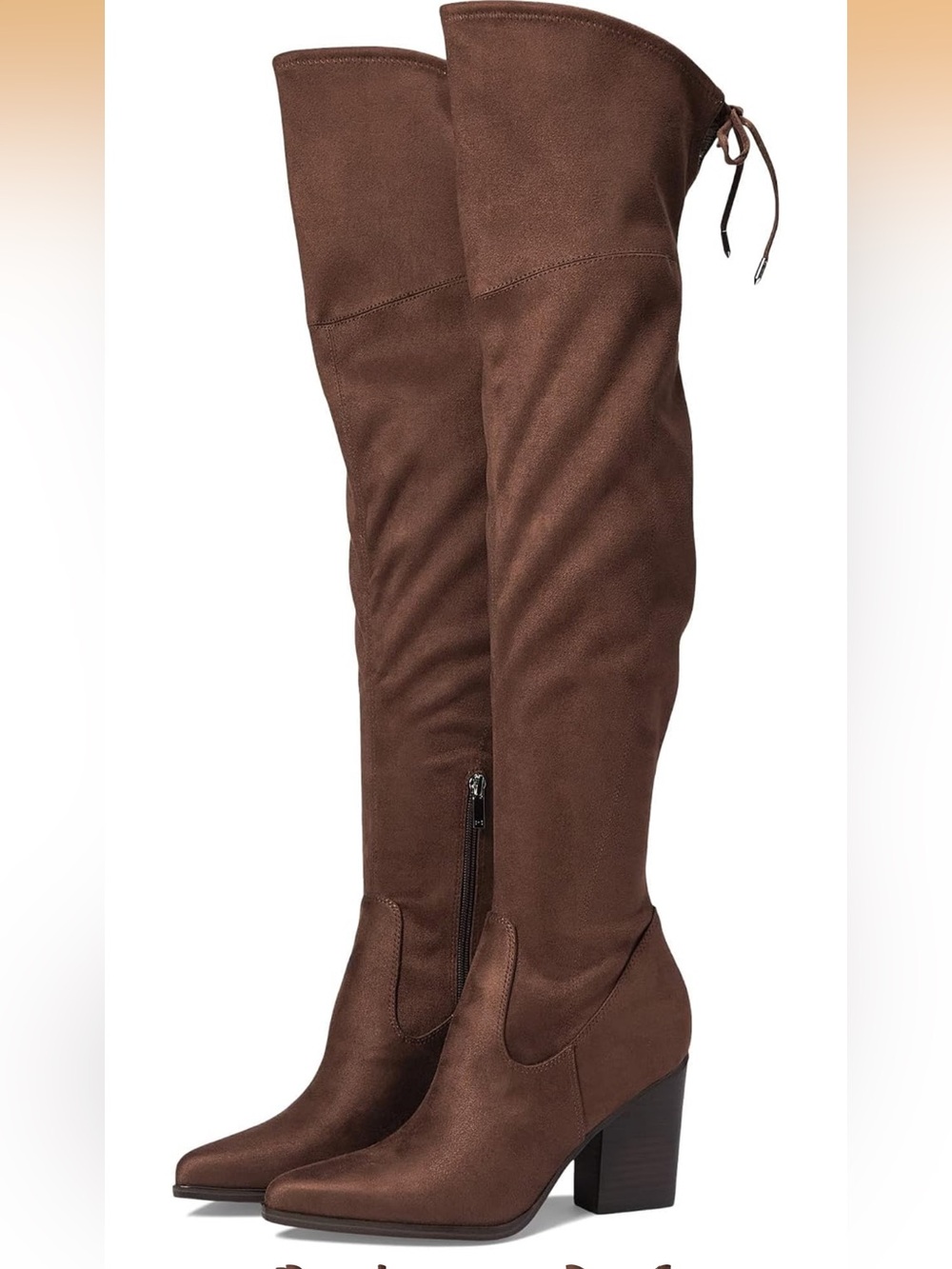 Marc Fisher Brown Over-the-Knee Block Heel Boots Mocha Suede